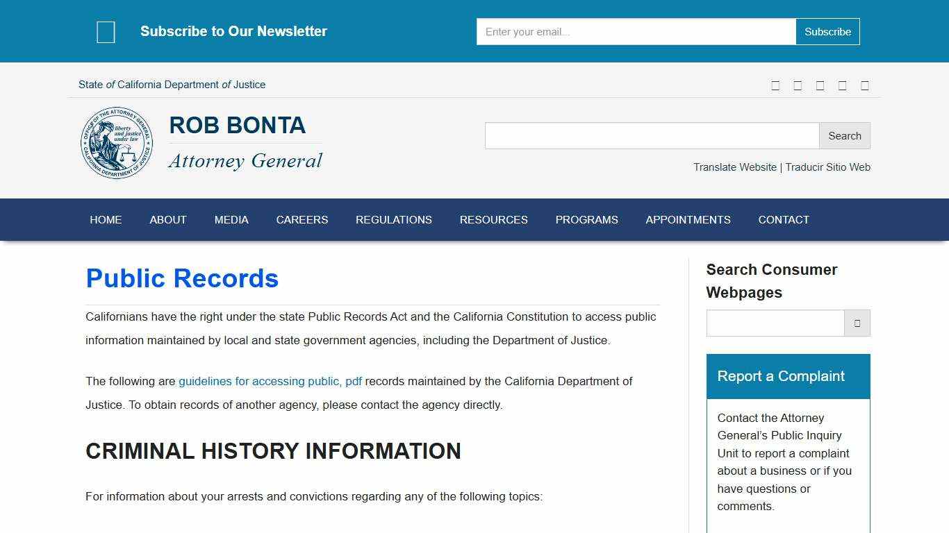Public Records | State of California - Department of Justice - Office of the Attorney General